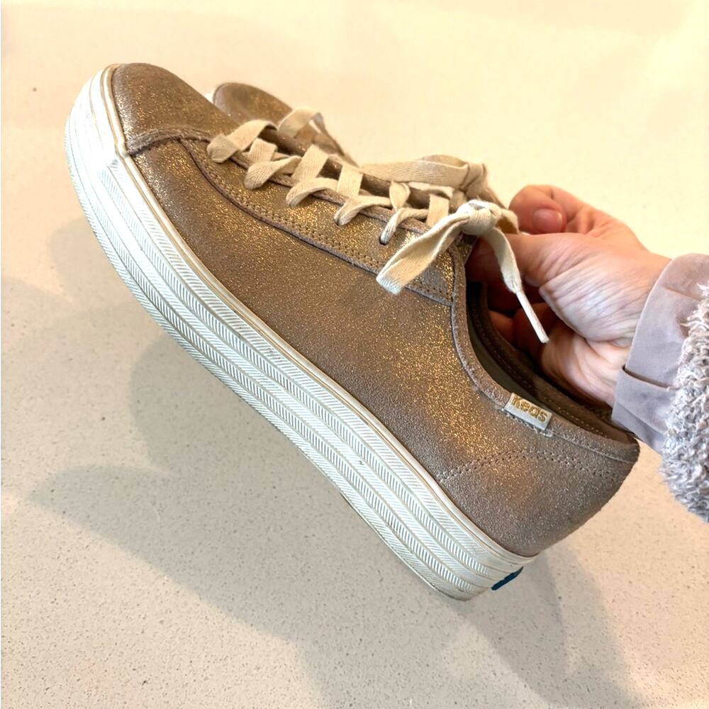 keds tripe kick glitter suede sneakers size 7.5